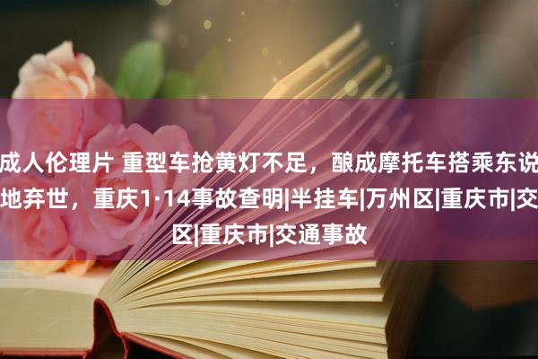 成人伦理片 重型车抢黄灯不足，酿成摩托车搭乘东说念主就地弃世，重庆1·14事故查明|半挂车|万州区|重庆市|交通事故