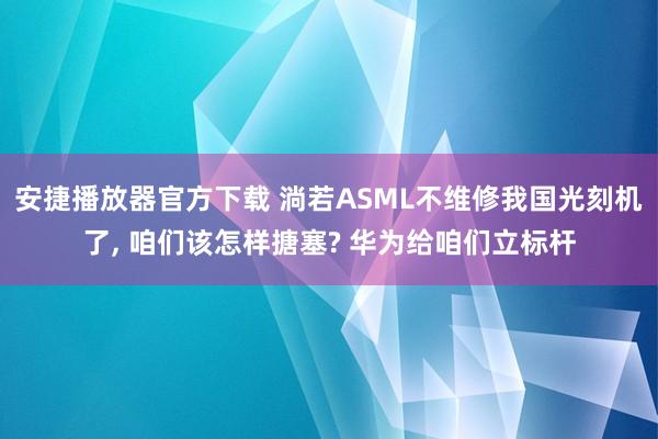安捷播放器官方下载 淌若ASML不维修我国光刻机了， 咱们该怎样搪塞? 华为给咱们立标杆