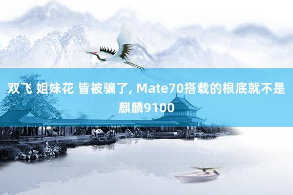 双飞 姐妹花 皆被骗了， Mate70搭载的根底就不是麒麟9100