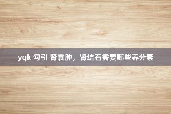 yqk 勾引 肾囊肿，肾结石需要哪些养分素